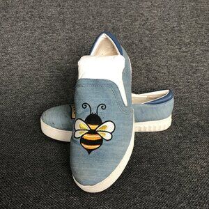 Circus Sam Edelman Blue Slip On Sneakers Womens 8.5 Queen Bee Charlie Crown Flat
